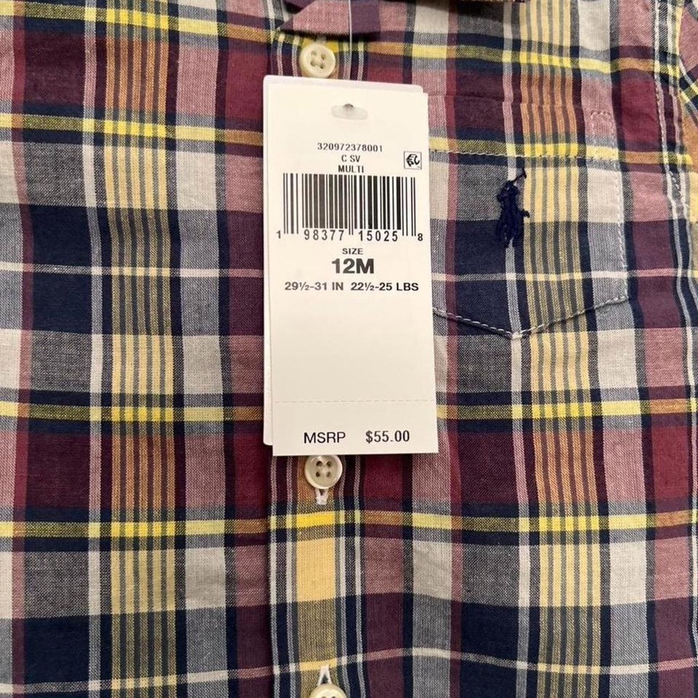 Ralph Lauren Plaid Infant Boys Romper with Snap Bottom Size 12 months NWT preppy - Picture 2 of 8
